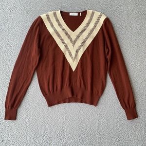 Sandro Paris Jone Lace Trim Wool Blend Sweater Womens 1 Brown